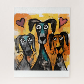 Puzzles Dog Red Hearts Happy Valentine's Day Legpuzzel
