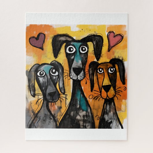 Puzzles Dog Red Hearts Happy Valentine's Day  Legpuzzel (Verticaal)