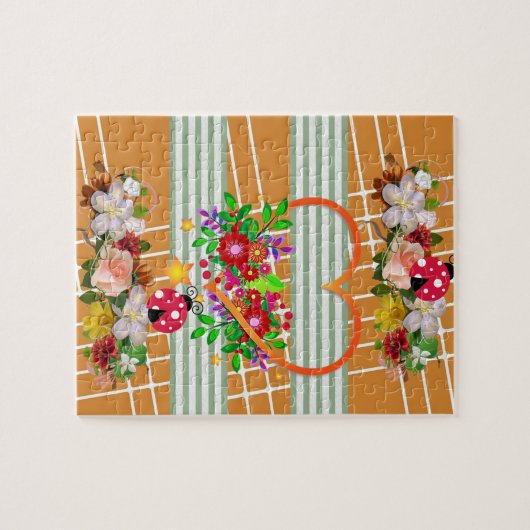 Puzzles Floral Hearts Ladybug Legpuzzel (Horizontaal)