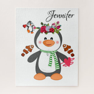 Puzzles Floral Penguin Hartelijk dank voor Happy V Legpuzzel
