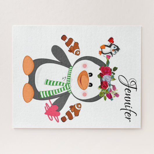 Puzzles Floral Penguin Hartelijk dank voor Happy V Legpuzzel (Horizontaal)