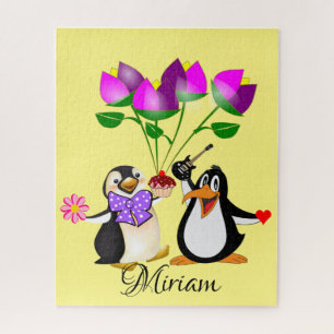 Puzzles Floral Penguin Hartelijk dank voor Happy V Legpuzzel