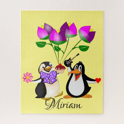 Puzzles Floral Penguin Hartelijk dank voor Happy V Legpuzzel (Verticaal)