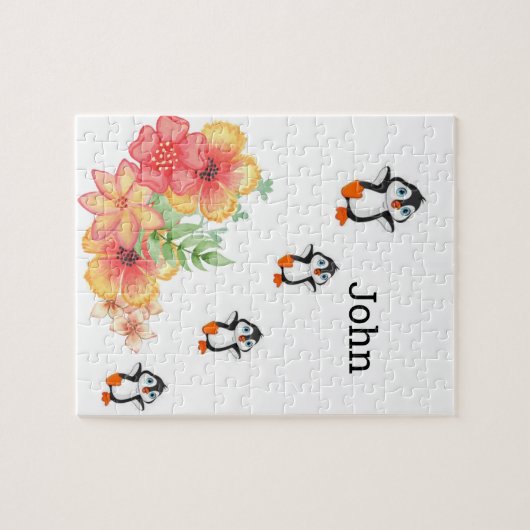 Puzzles Floral Penguin Legpuzzel (Horizontaal)