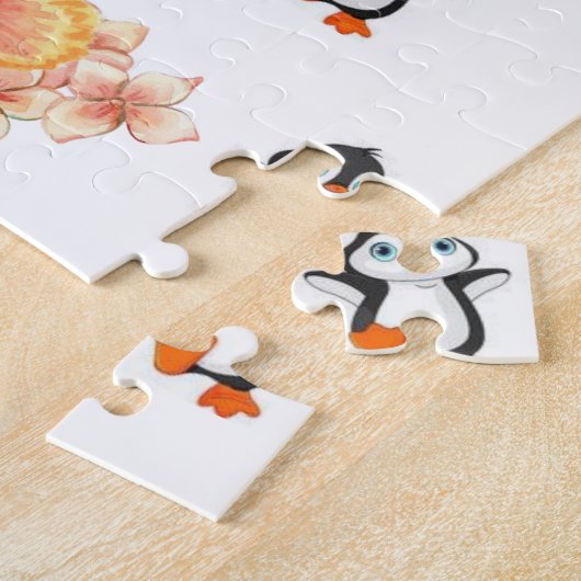 Puzzles Floral Penguin Legpuzzel (Zijkant)