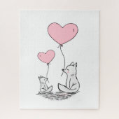Puzzles Foxy Pink Hearts Happy Valentine's Day  Legpuzzel (Verticaal)