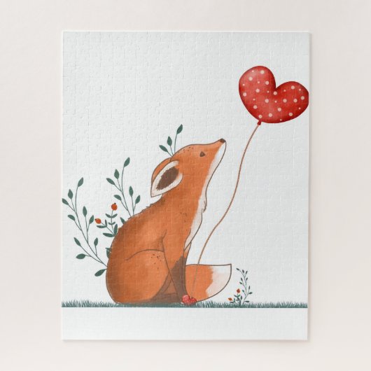 Puzzles Foxy Red Hearts Happy Valentine's Day  Legpuzzel (Verticaal)