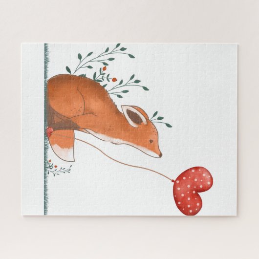 Puzzles Foxy Red Hearts Happy Valentine's Day  Legpuzzel (Horizontaal)