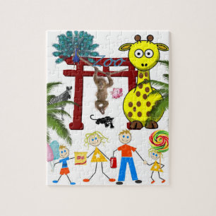 Puzzles Giraffe Zoo Monkey Legpuzzel