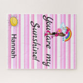 Puzzles Girl Rainbow Sun Clouds Pink Stripe Legpuzzel (Horizontaal)