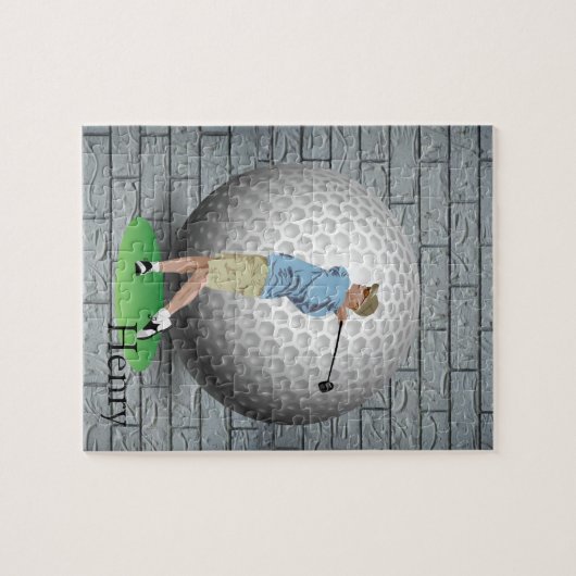 Puzzles Golfer Golf Balls Legpuzzel (Horizontaal)