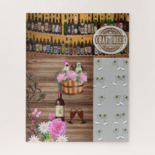 Puzzles Gray Martini Glasses Beer Floral Wine Legpuzzel