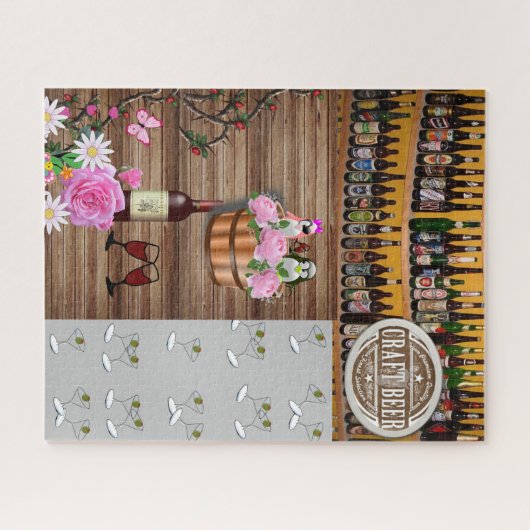 Puzzles Gray Martini Glasses Beer Floral Wine Legpuzzel (Horizontaal)