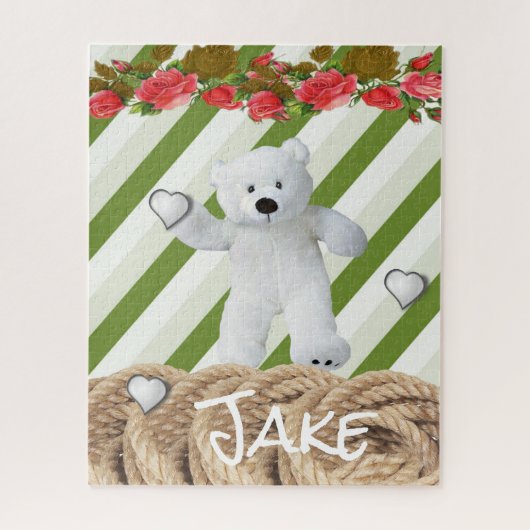 Puzzles Green Stripe Rope Teddy Bears Legpuzzel (Verticaal)