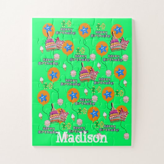 Puzzles, Happy 10th Birthday, #10 Birthday Green Legpuzzel (Verticaal)