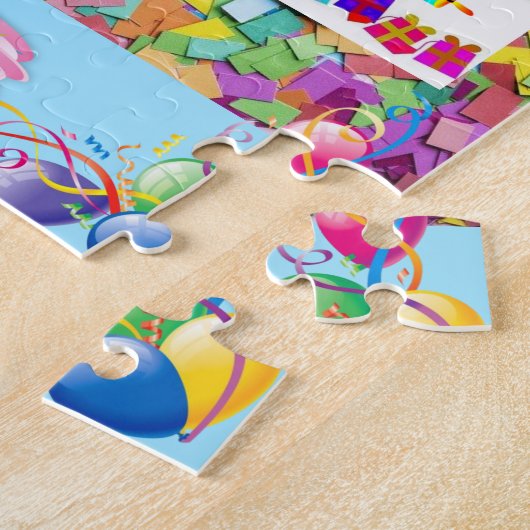 Puzzles Happy Birthday ballons Cupcake Legpuzzel (Zijkant)
