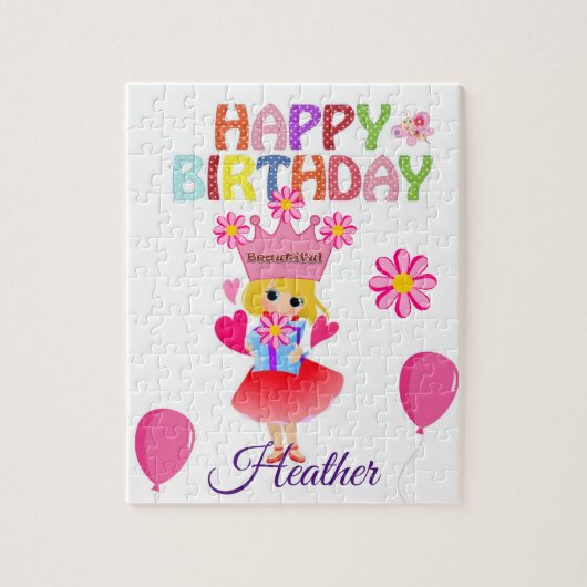 Puzzles Happy Birthday Beauful Floral Legpuzzel (Verticaal)