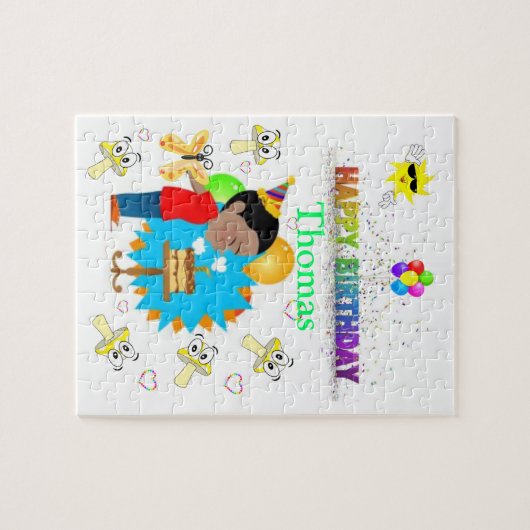 Puzzles Happy Birthday Cake African Boy Legpuzzel (Horizontaal)