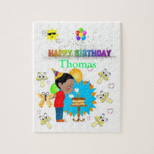 Puzzles Happy Birthday Cake African Boy Legpuzzel
