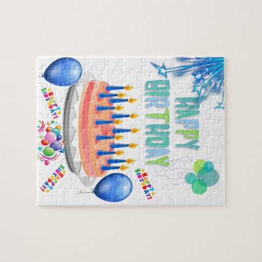 Puzzles Happy Birthday Cake Balloons Legpuzzel (Horizontaal)