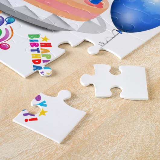 Puzzles Happy Birthday Cake Balloons Legpuzzel (Zijkant)