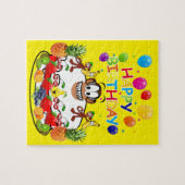 Puzzles Happy Birthday Cake Monkey Fruit Legpuzzel (Horizontaal)