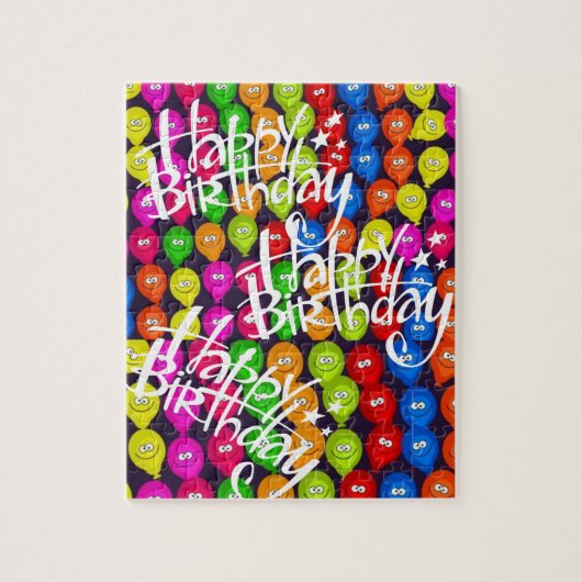 Puzzles Happy Birthday Colorful Balloons Legpuzzel (Verticaal)