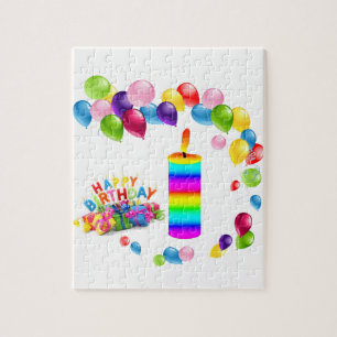 Puzzles Happy Birthday Colorful Candles Legpuzzel