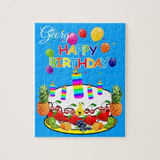 Puzzles Happy Birthday Fruit Cake Legpuzzel (Verticaal)