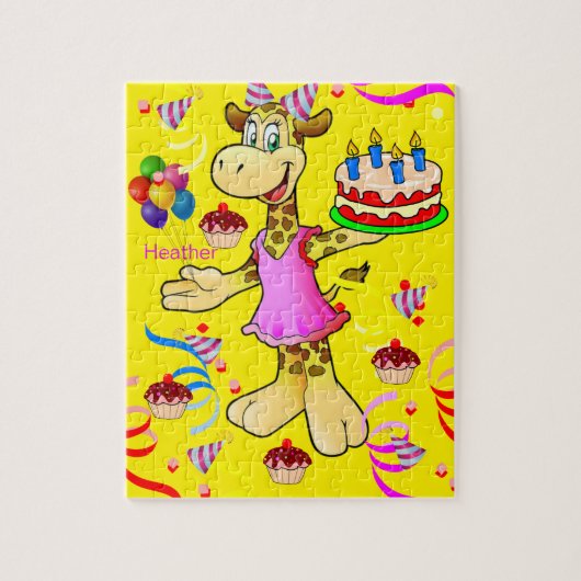 Puzzles Happy Birthday Giraffe Yellow Legpuzzel (Verticaal)