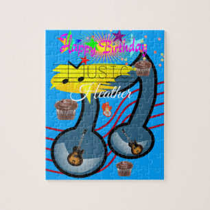 Puzzles Happy Birthday Guitar Music Cupcake Legpuzzel