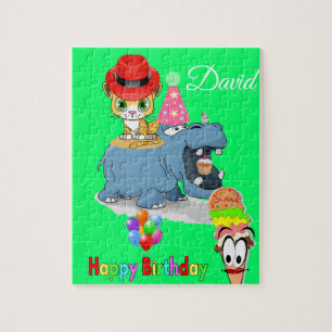 Puzzles Happy Birthday Hippopotamus Cat Ice Cream Legpuzzel