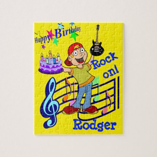 Puzzles Happy Birthday Music Guitar Cake Legpuzzel (Verticaal)