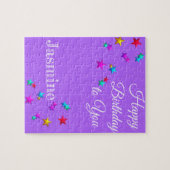 Puzzles Happy Birthday Paarse Stars Legpuzzel (Horizontaal)