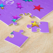 Puzzles Happy Birthday Paarse Stars Legpuzzel (Zijkant)