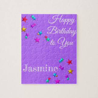 Puzzles Happy Birthday Paarse Stars Legpuzzel