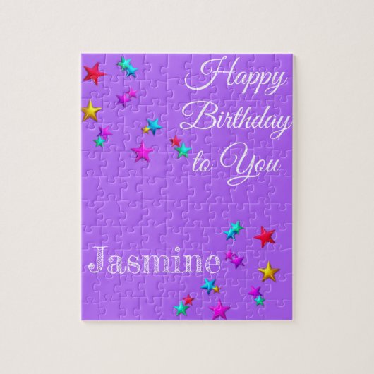Puzzles Happy Birthday Paarse Stars Legpuzzel (Verticaal)