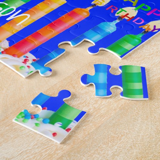 Puzzles Happy Birthday Penguin Cake Balloons Legpuzzel (Zijkant)