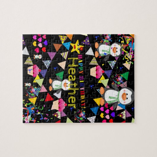 Puzzles Happy Birthday Penguin Cupcake Legpuzzel (Horizontaal)