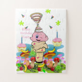Puzzles, Happy Birthday Pink Cupcake Legpuzzel (Verticaal)