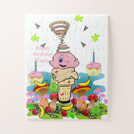 Puzzles, Happy Birthday Pink Cupcake Legpuzzel (Verticaal)