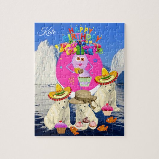 Puzzles Happy Birthday Polar Pear Cake Legpuzzel (Verticaal)