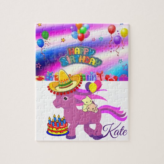 Puzzles Happy Birthday Pony Kittens Cake Legpuzzel (Verticaal)