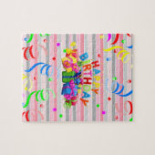 Puzzles Happy Birthday roze stripe Legpuzzel (Horizontaal)