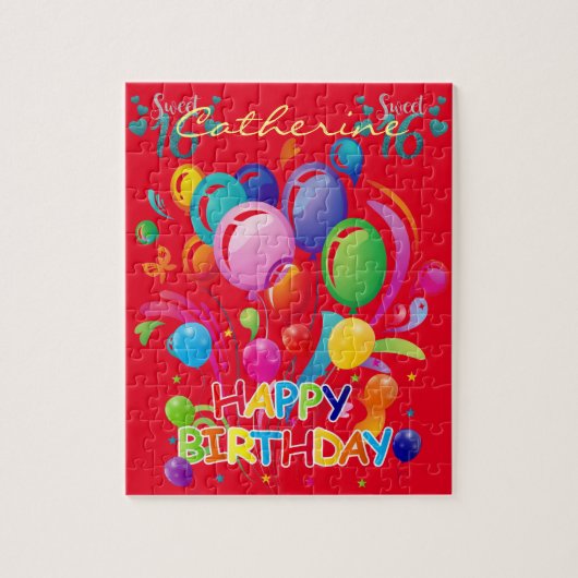 Puzzles Happy Birthday Sweet 16 ballonnen Legpuzzel (Verticaal)