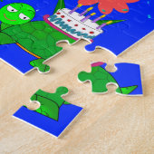 Puzzles Happy Birthday Turtles Floral Legpuzzel (Zijkant)