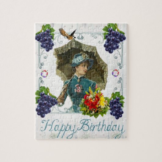 Puzzles Happy Birthday  Woman Floral Legpuzzel (Verticaal)