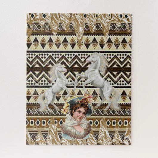 Puzzles Horse Floral Victoriaans Legpuzzel (Verticaal)