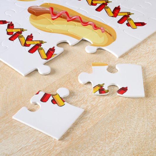 Puzzles Hotdog Ketchup Mustard Food Legpuzzel (Zijkant)