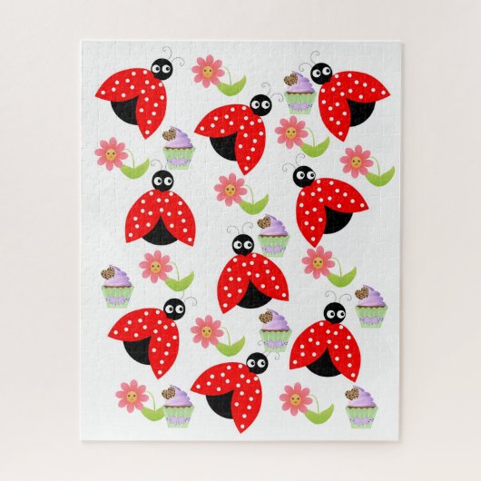 Puzzles Lady Bugs Floral Cupcake Birthday Legpuzzel (Verticaal)